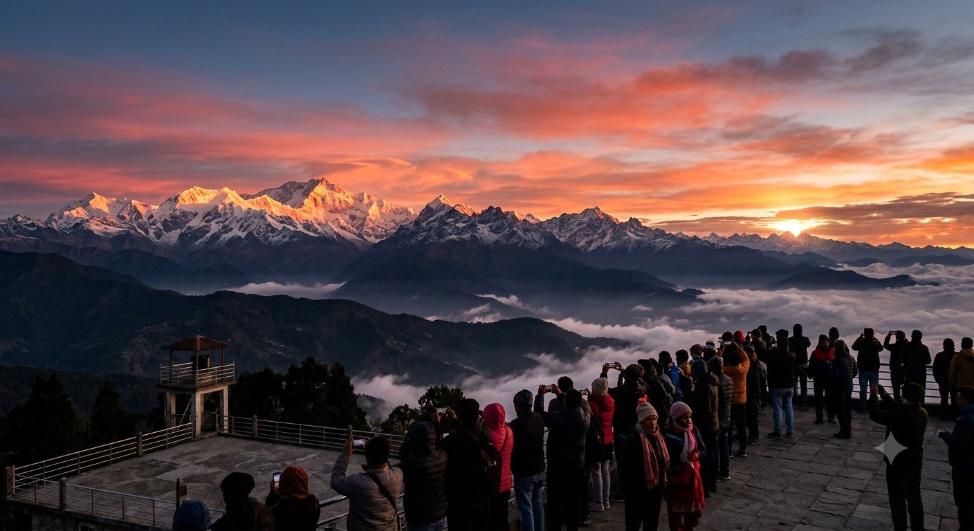 Sunrise over the Kanchenjunga range seen from Tiger Hill
